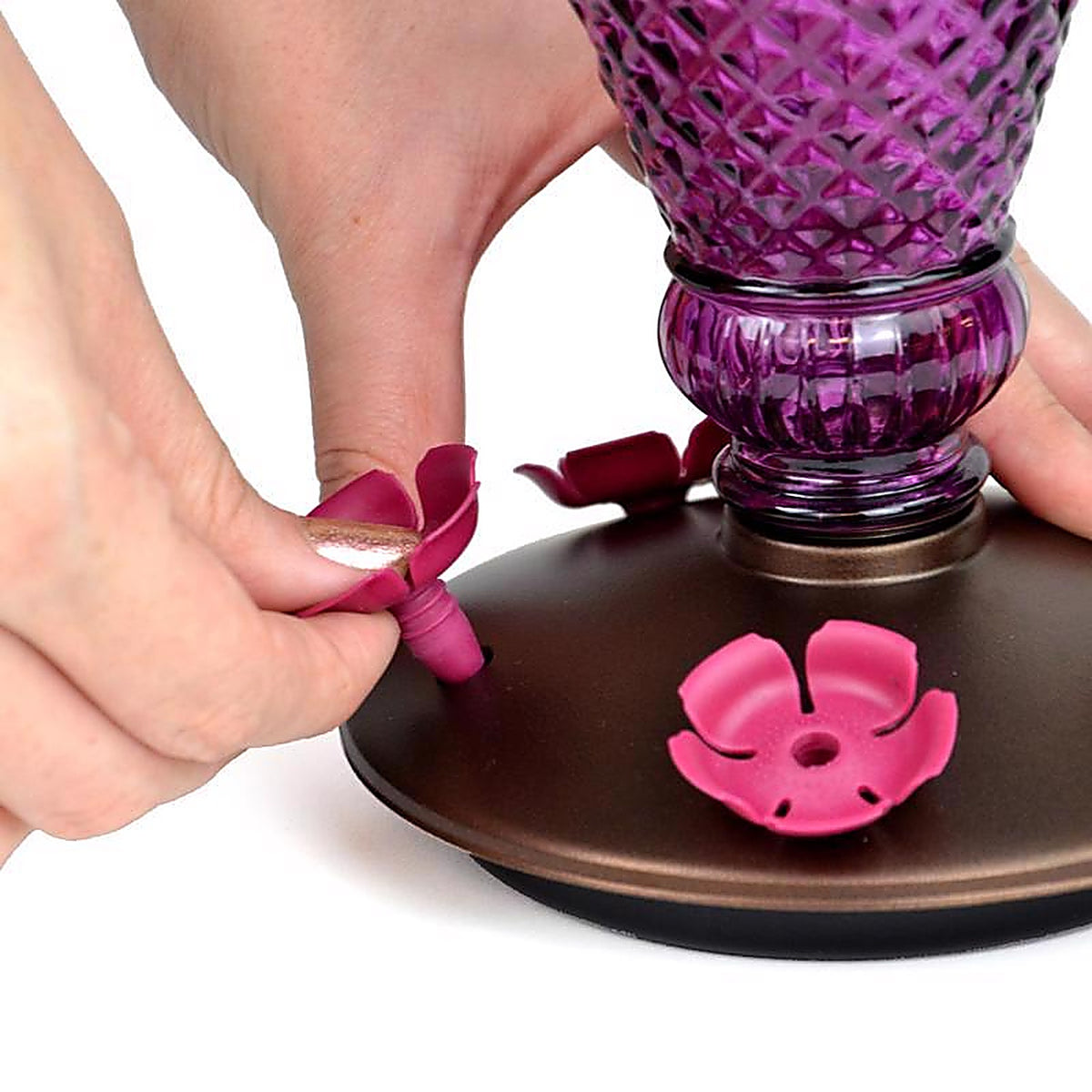 Perky-Pet - 9102-2 - Hummingbird 24 oz. Glass/Plastic Diamond Wine Nectar Feeder 5 ports