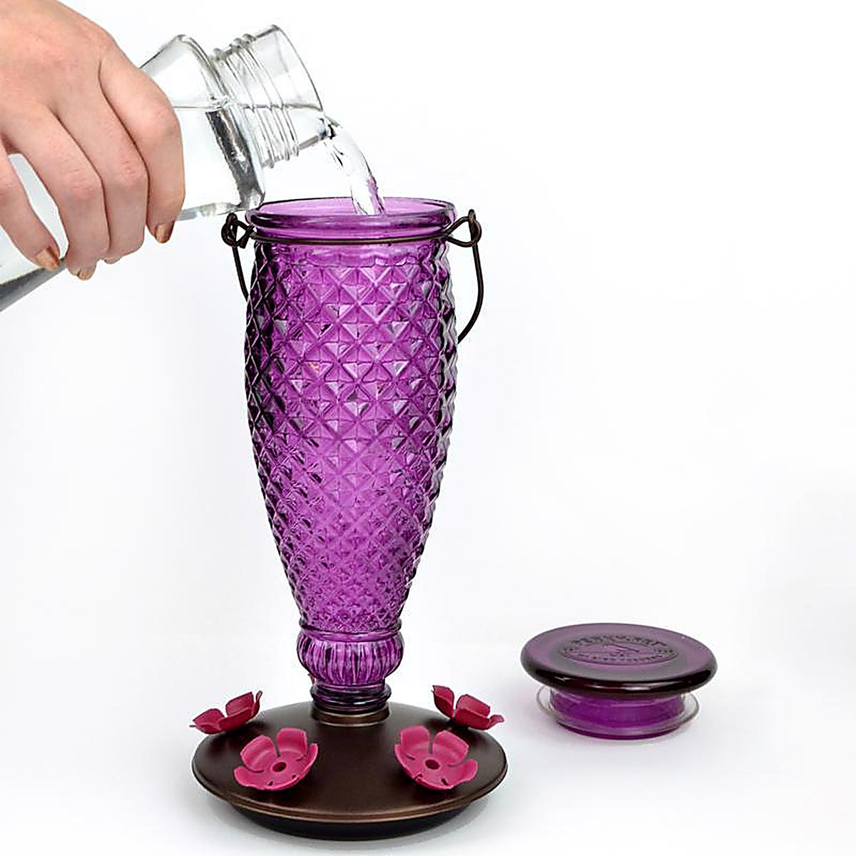 Perky-Pet - 9102-2 - Hummingbird 24 oz. Glass/Plastic Diamond Wine Nectar Feeder 5 ports