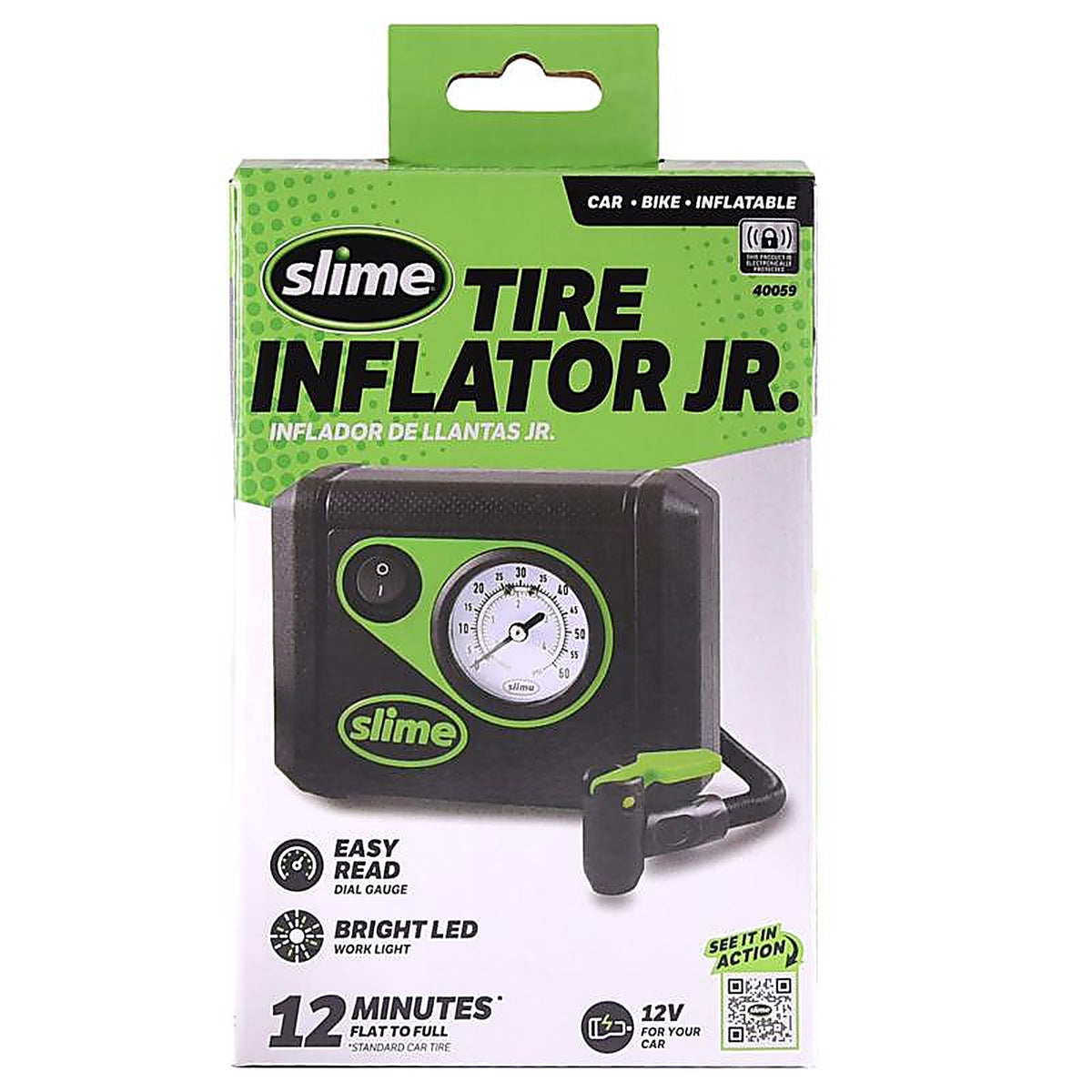 Slime - 40059 - Tire Inflator Jr. 12 volt 100 psi Tire Inflator/Gauge