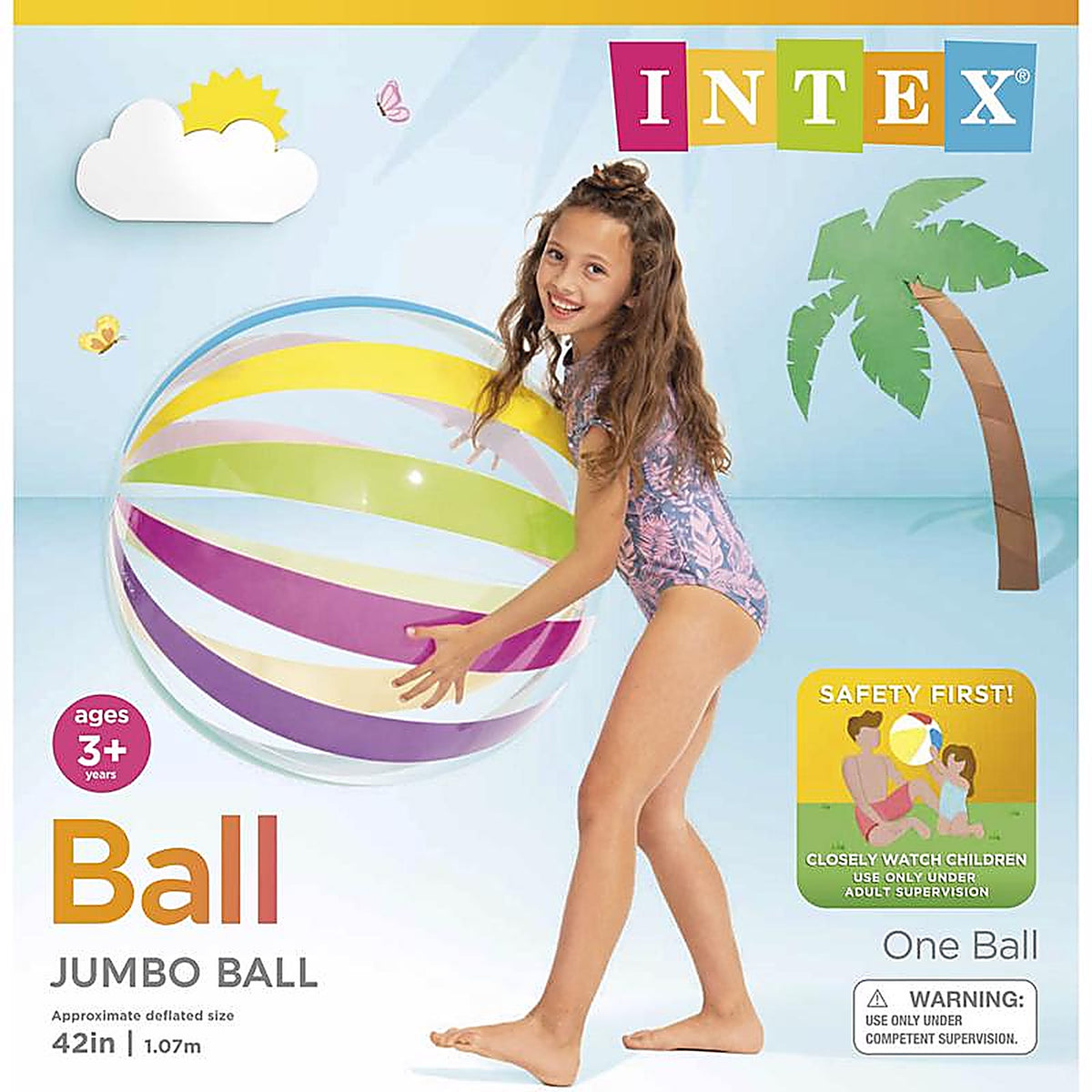 Intex - 59065EP - Multicolored Vinyl Inflatable Jumbo Beach Ball