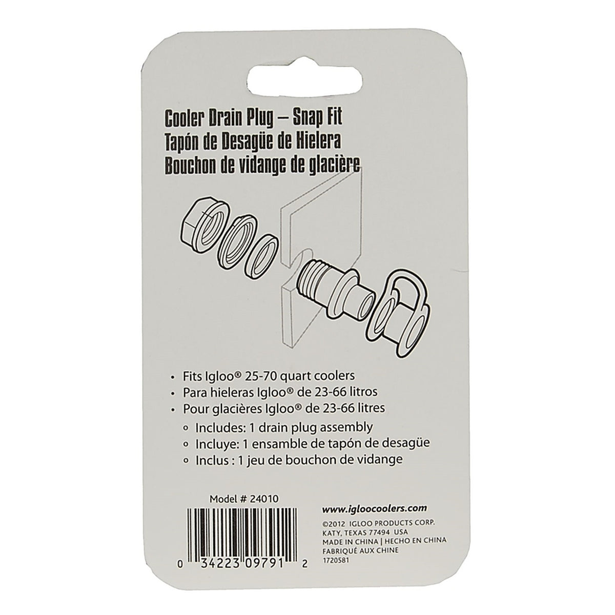 Igloo - 24010 - Cooler Drain Plug White - 1/Pack
