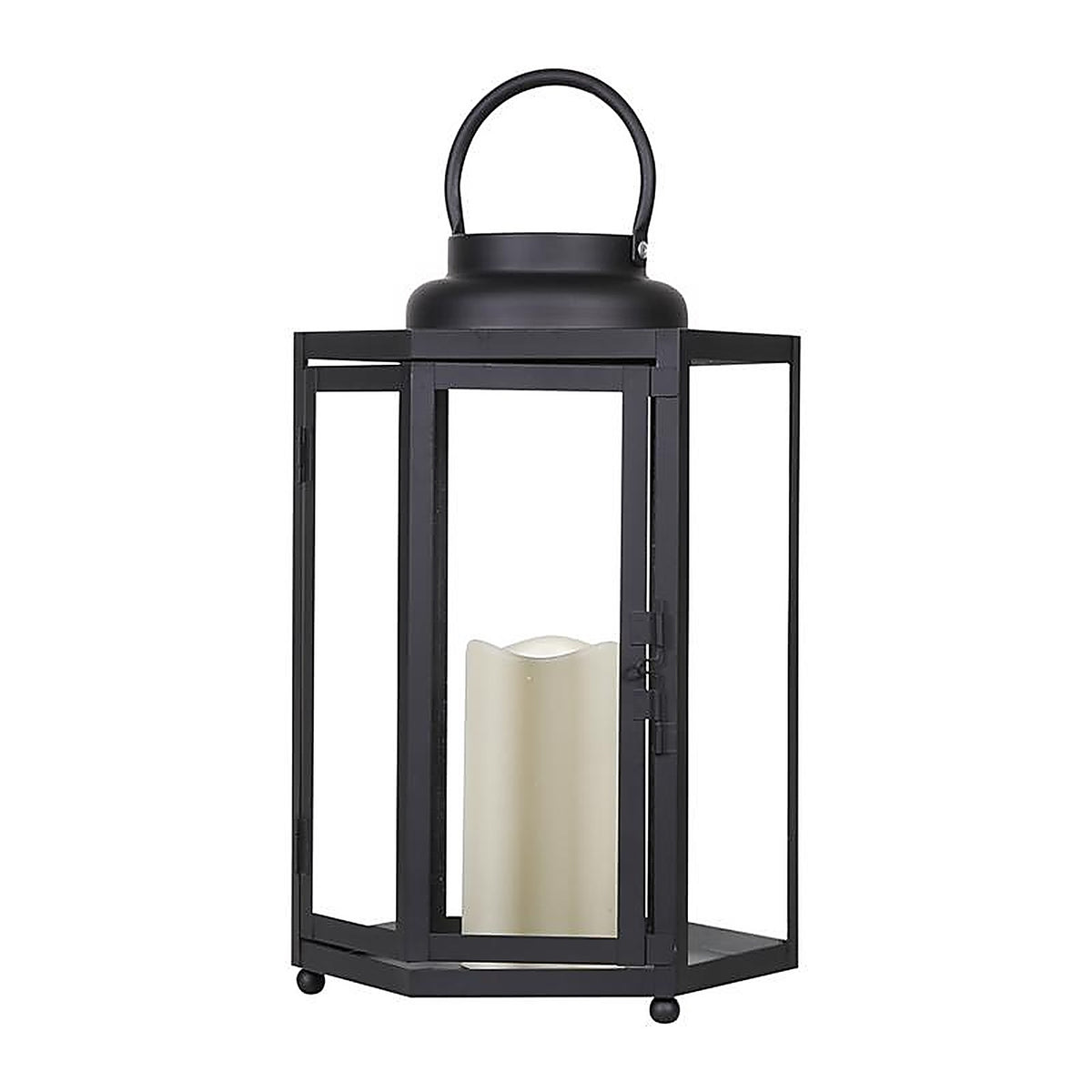 Alpine - IVY104HH-S - 14 in. Glass/Plastic Decorative Flameless Lantern Black