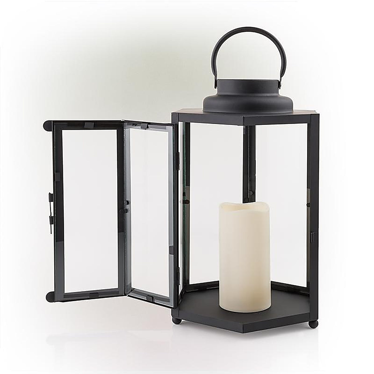 Alpine - IVY104HH-S - 14 in. Glass/Plastic Decorative Flameless Lantern Black