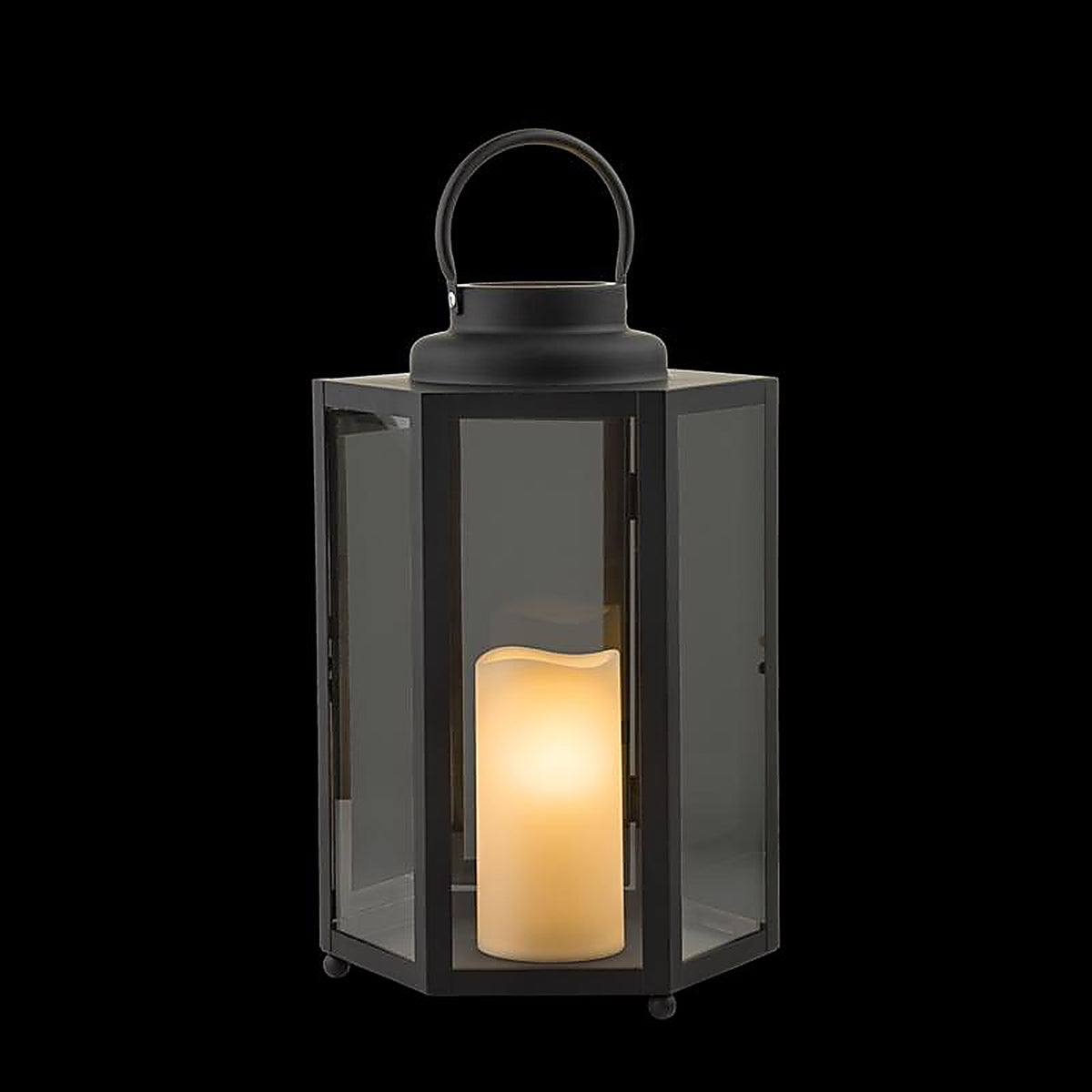 Alpine - IVY104HH-S - 14 in. Glass/Plastic Decorative Flameless Lantern Black