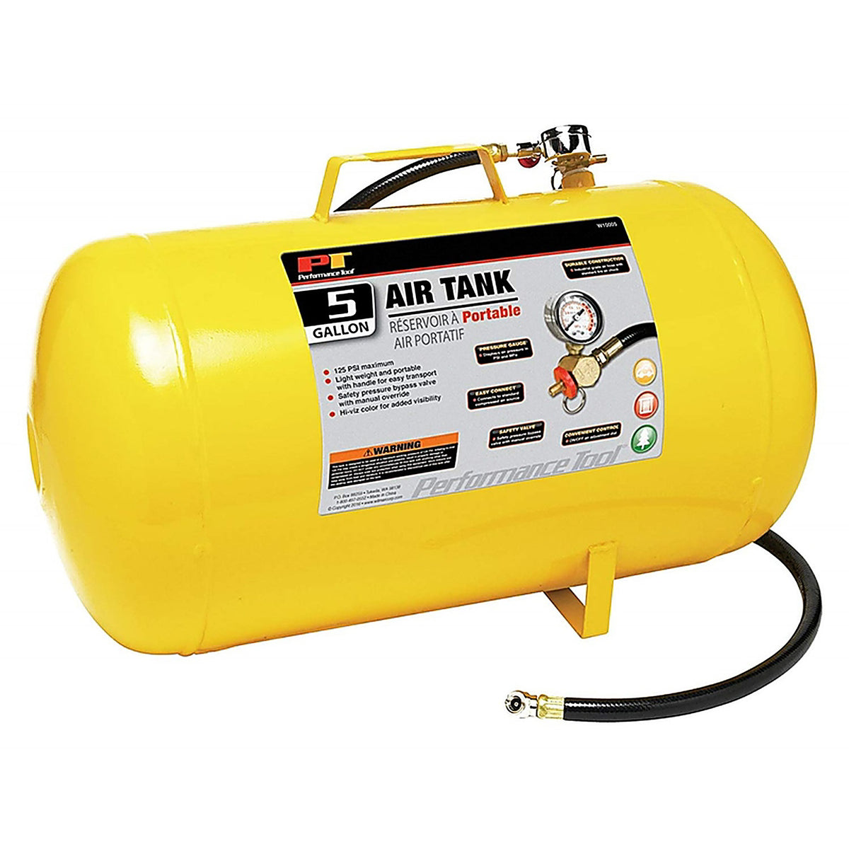 Performance Tool - W10005 - 125 psi Air Tank 5G Yellow