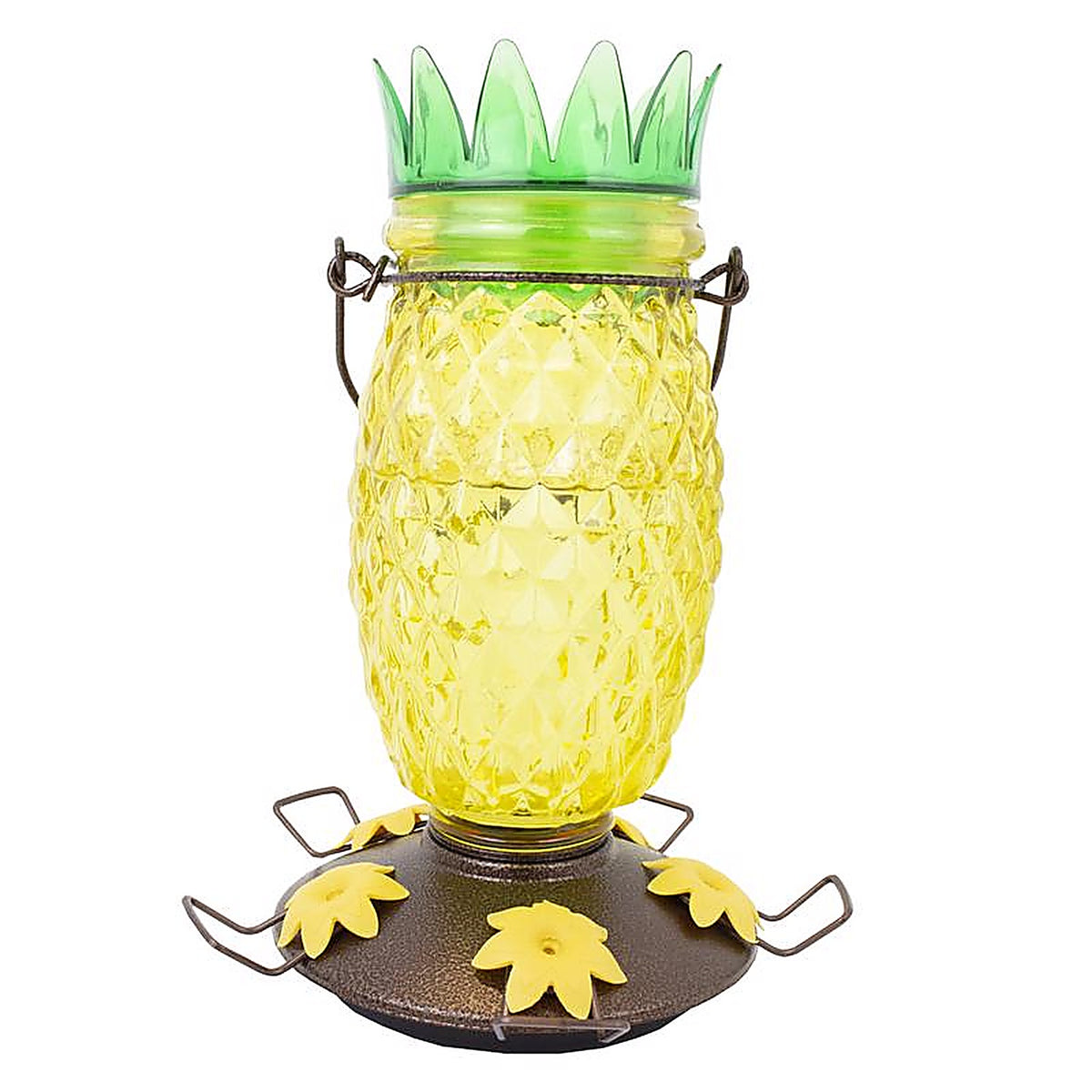Perky-Pet - 9110-2 - Wild Bird 3.5 lb. Glass/Metal Top Fill Pineapple Bird Feeder 3 ports