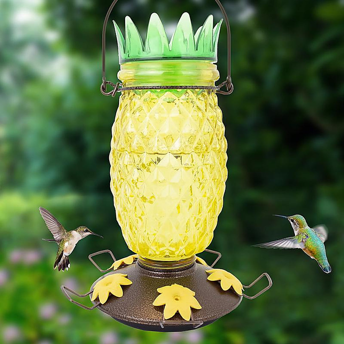 Perky-Pet - 9110-2 - Wild Bird 3.5 lb. Glass/Metal Top Fill Pineapple Bird Feeder 3 ports