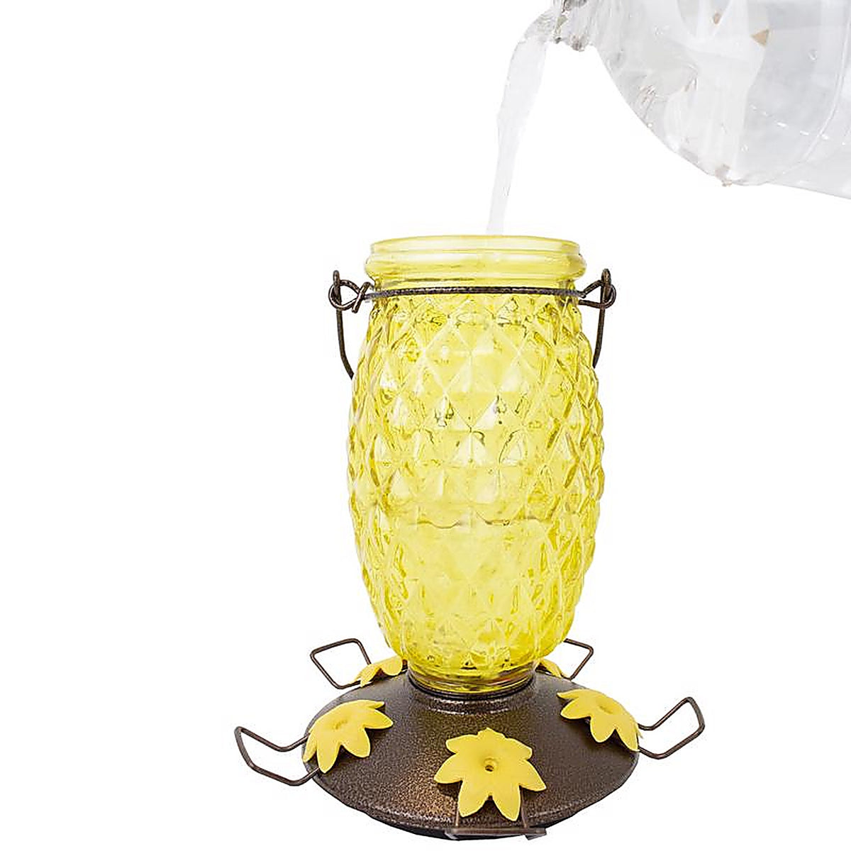 Perky-Pet - 9110-2 - Wild Bird 3.5 lb. Glass/Metal Top Fill Pineapple Bird Feeder 3 ports