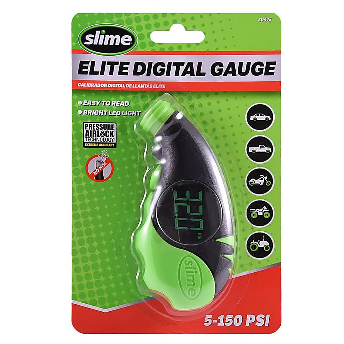 Slime - 20475 - Elite 5 psi 150 psi Digital Tire Pressure Gauge