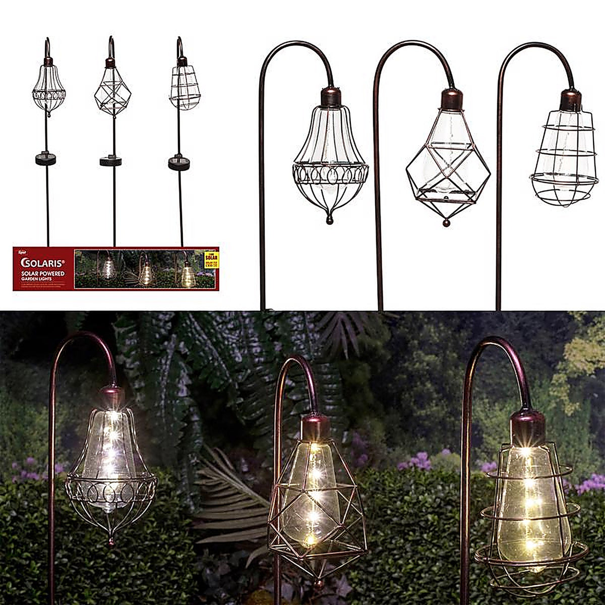 Alpine - QLP875A - Solalris Glass/Iron Bronze 33 in. H Edison Bulb Solar Garden Stake