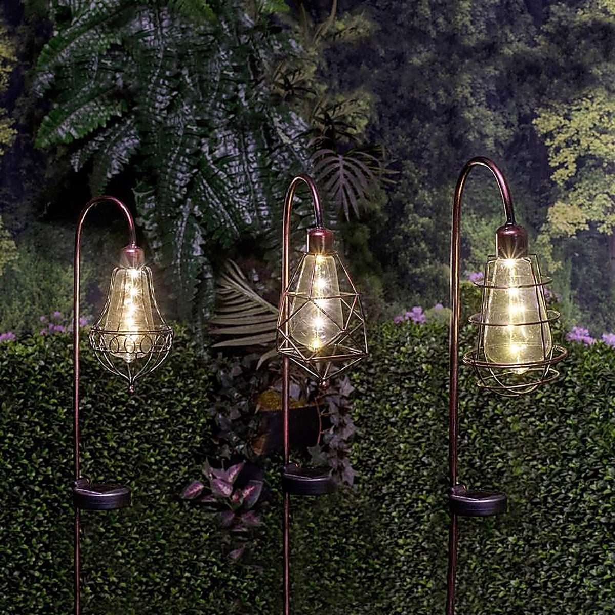 Alpine - QLP875A - Solalris Glass/Iron Bronze 33 in. H Edison Bulb Solar Garden Stake