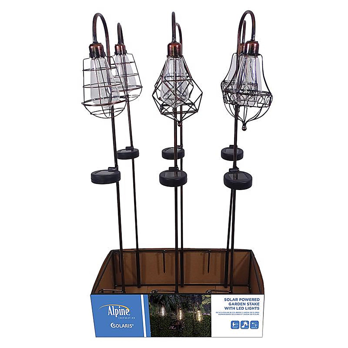 Alpine - QLP875A - Solalris Glass/Iron Bronze 33 in. H Edison Bulb Solar Garden Stake