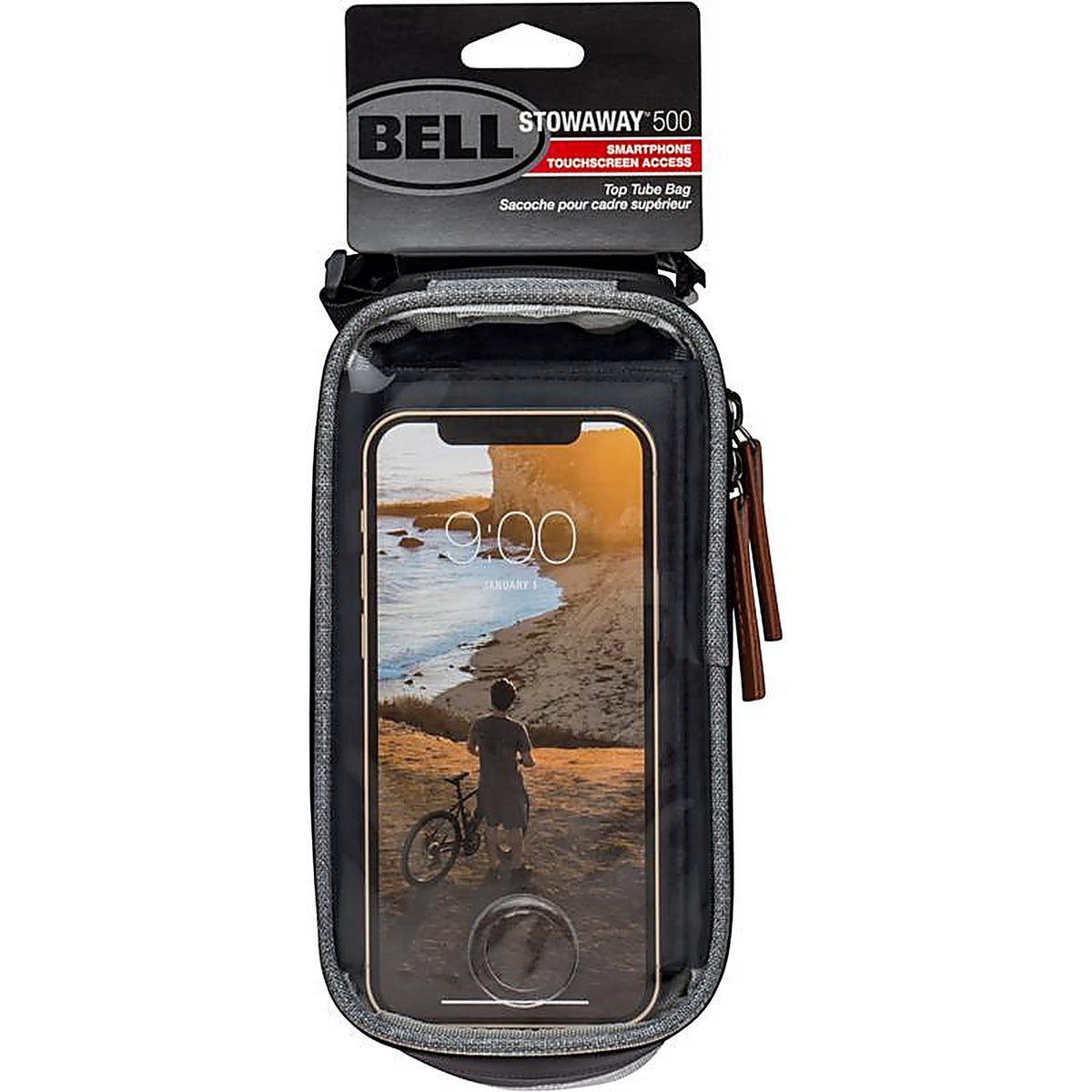 Bell Sports - 7122083 - Stowaway Fabric 450 Top Tube Phone Storage Bag Black/Silver