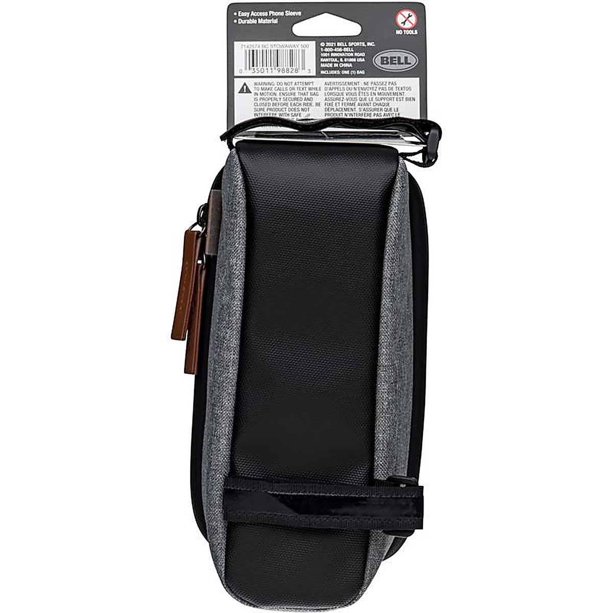 Bell Sports - 7122083 - Stowaway Fabric 450 Top Tube Phone Storage Bag Black/Silver