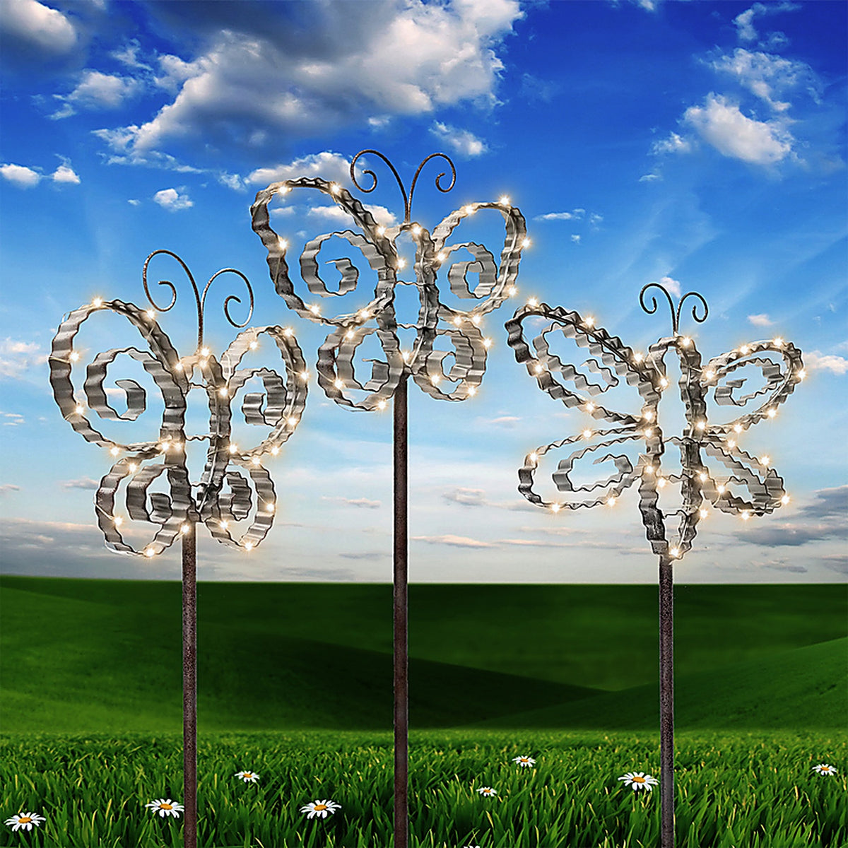 Alpine - SLL2292A - Assorted Metal 34 in. H Outdoor Garden Stake
