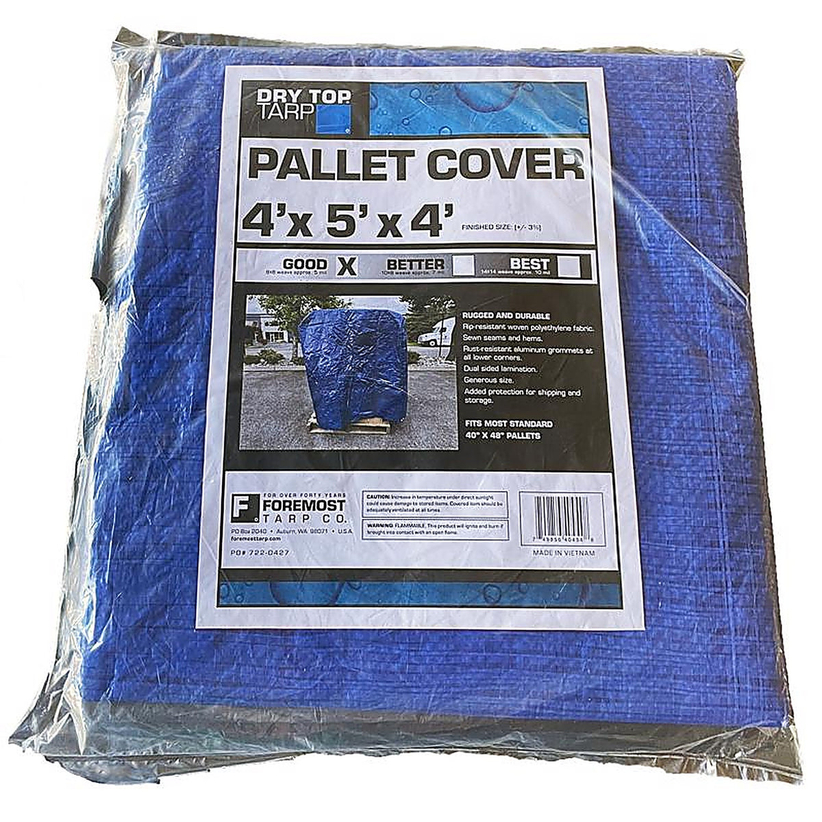 Foremost - 40454 - Tarp Co. Dry Top 4 ft. W X 5 ft. L Medium Duty Polyethylene Tarp Blue