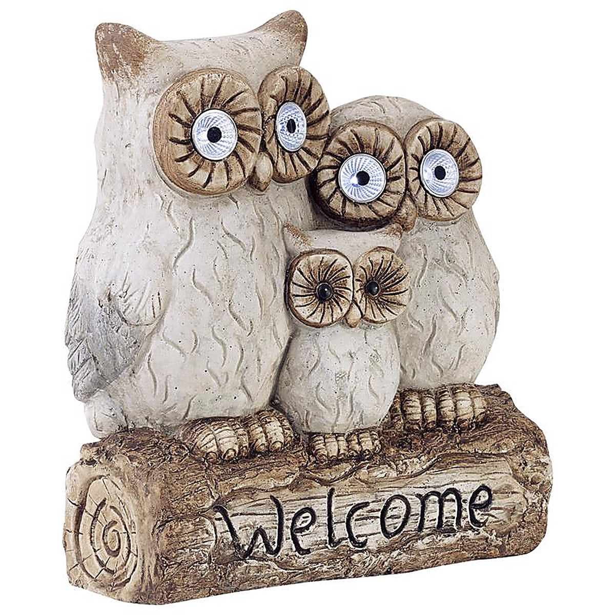 Alpine - QWR476SLR - Fiberglass/Resin/Stone Gray 16 in. Owl Family Welcome Statue