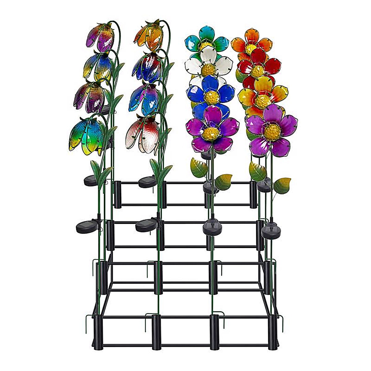 Alpine - SLL2477A - Multicolored Glass/Metal 33 in. H Flower Solar Garden Stake
