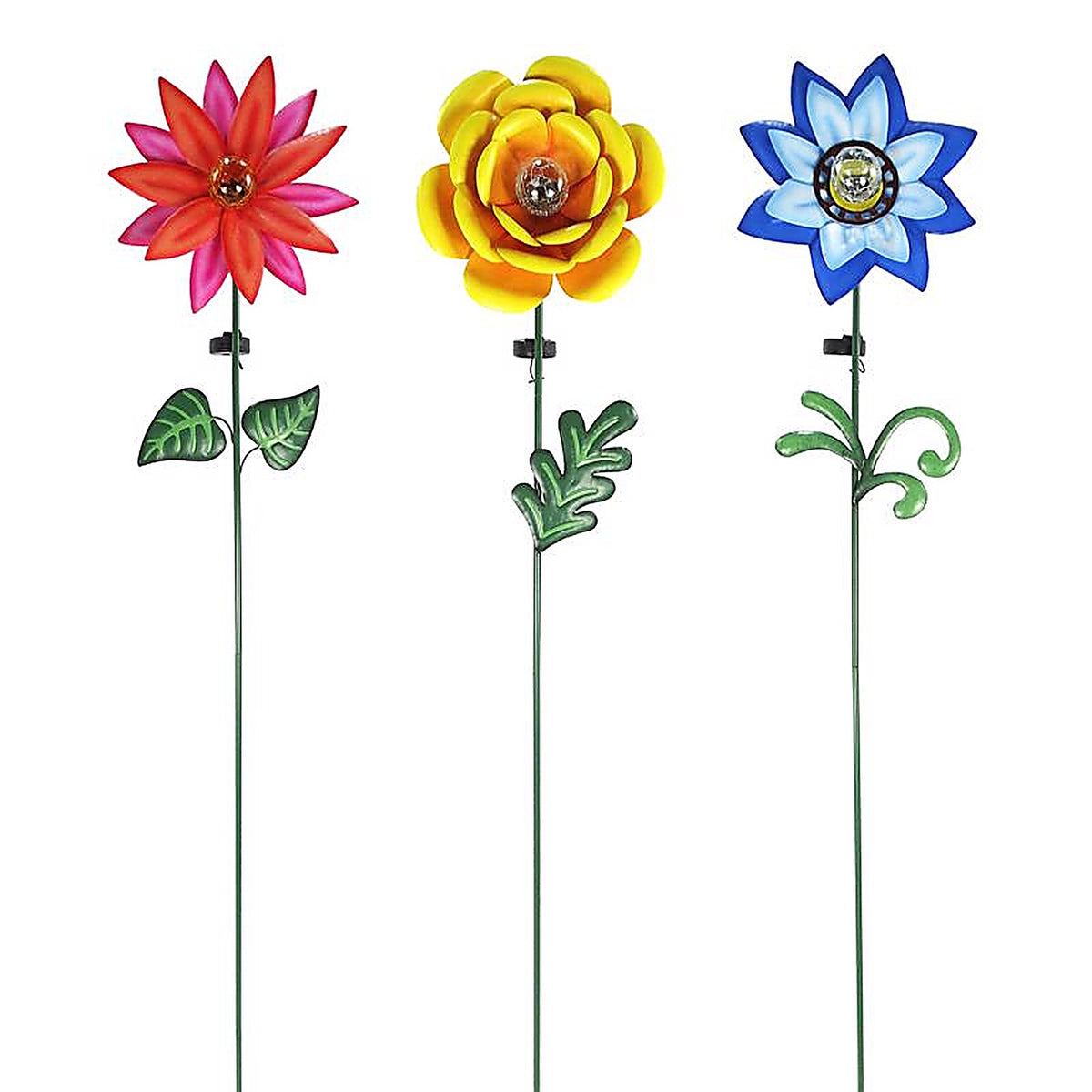 Alpine - RGG699A - Multicolored Glass/Metal 60 in. H Flower Solar Garden Stake
