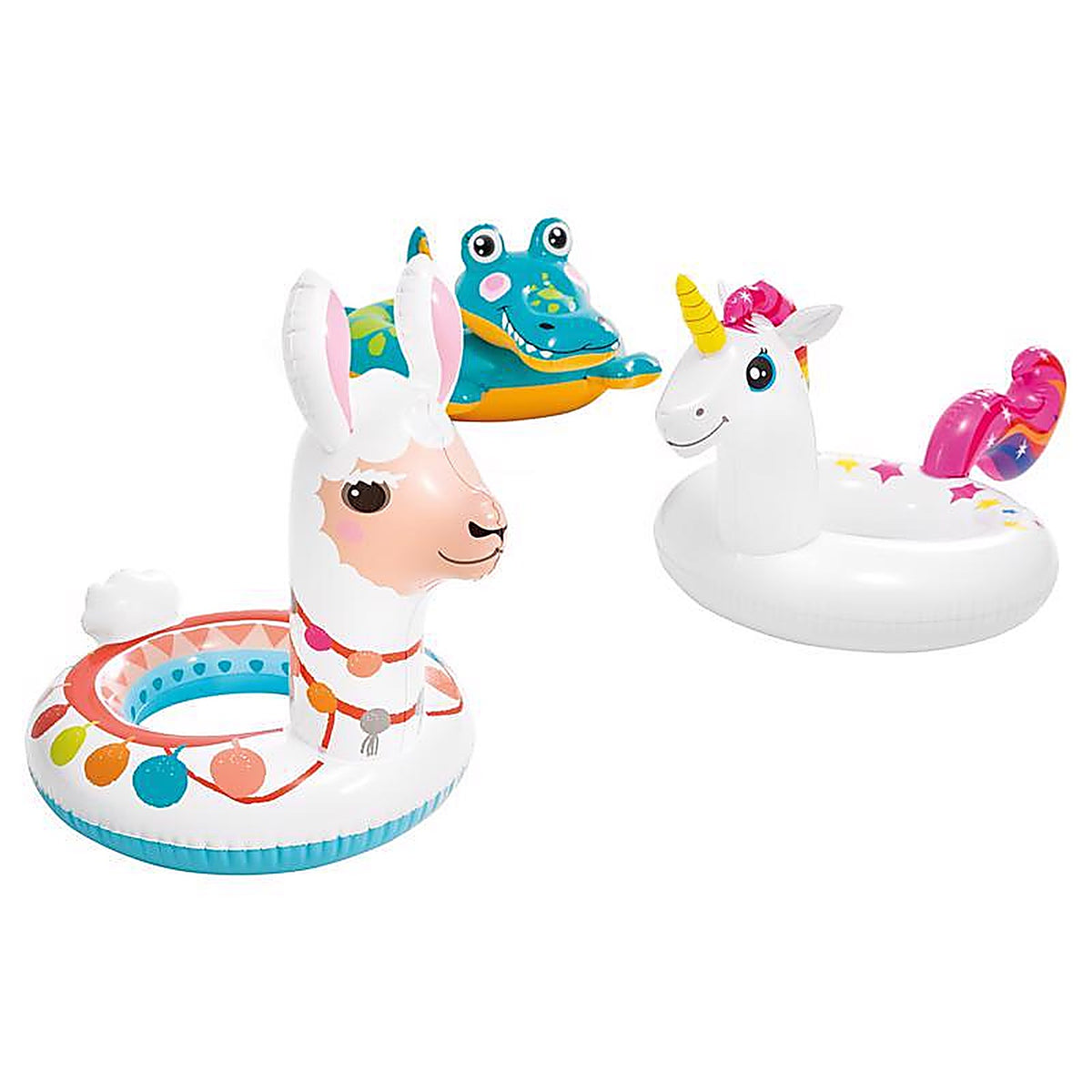 Intex - 58221EP - Multicolored Vinyl Inflatable Llama/Unicorn/Crocodile Pool Float