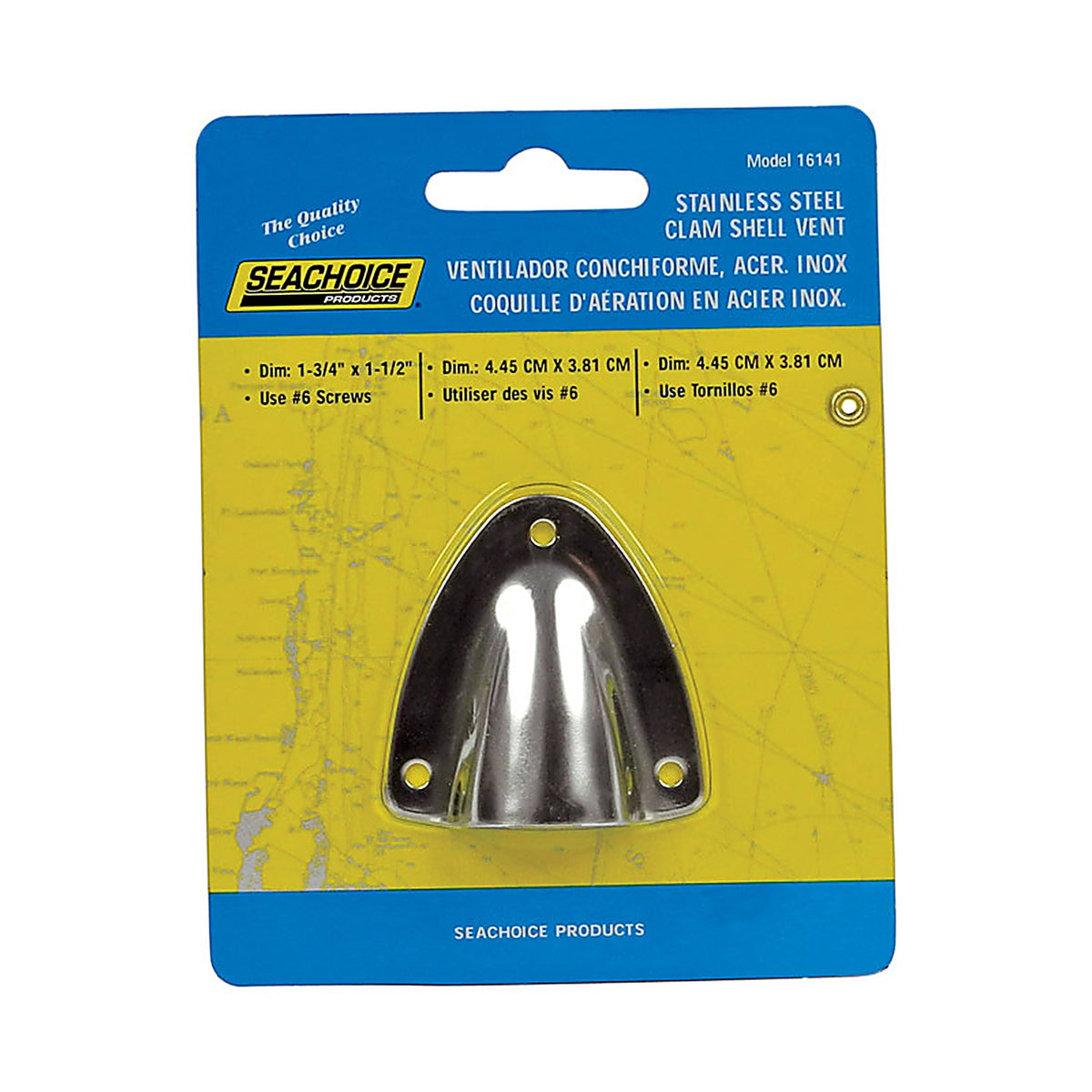 Seachoice - 16141 - Polished Stainless Steel 1-21/32 in. L X 1-3/4 in. W Ventilator 1 pk