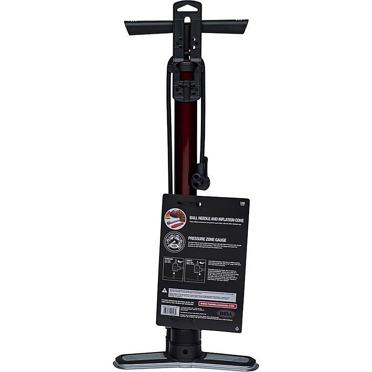 Bell Sports - 7152767 - Zephyr 550 Steel Bicycle Floor Pump Maroon