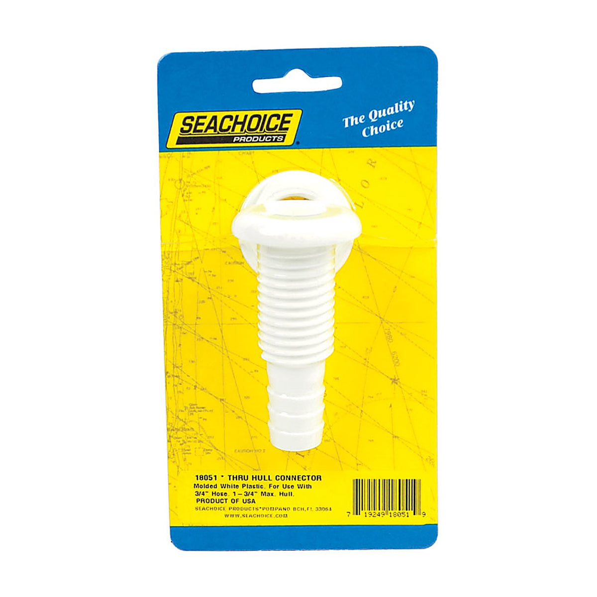 Seachoice - 18051 - Polished Plastic 3/4 in. W Thru Hull Connector - 1/Pack