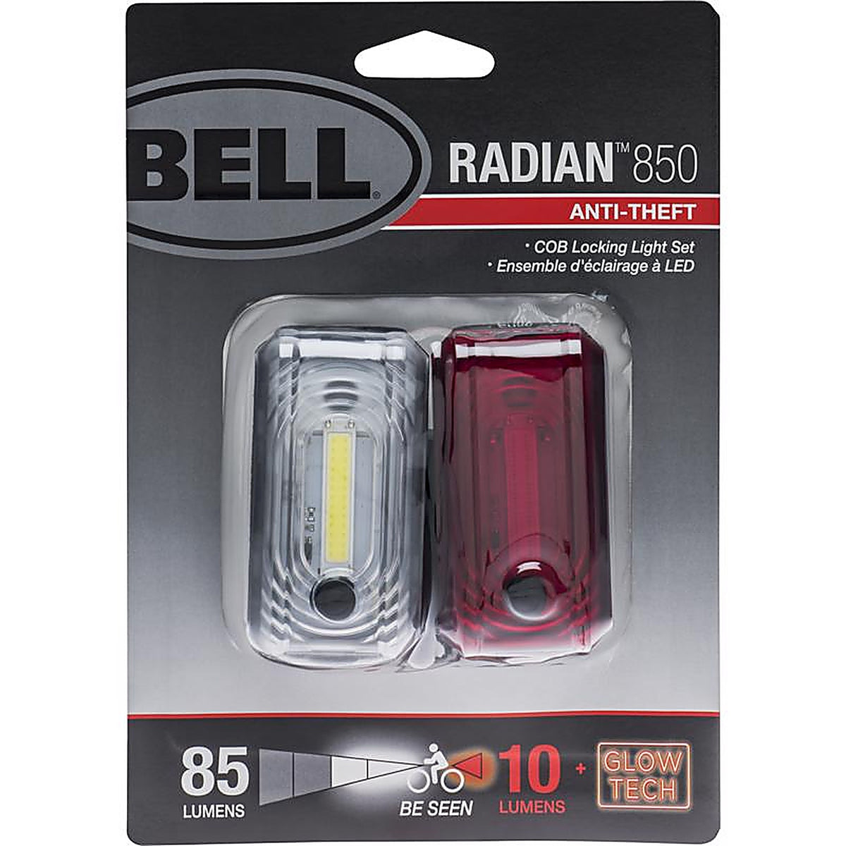 Bell Sports - 7142208 - Radian Aluminum/Reinforced Plastic Bicycle Light Set Red/White