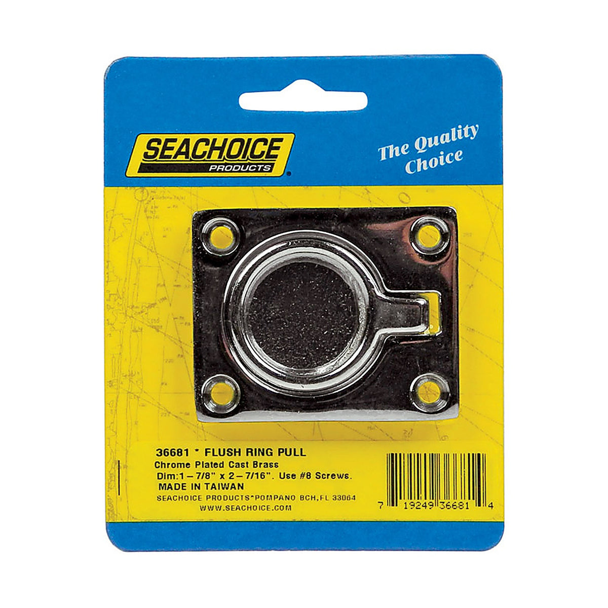 Seachoice - 36681 - Chrome-Plated Brass 2-1/2 in. L X 1-7/8 in. W Flush Ring Pull 1 pk