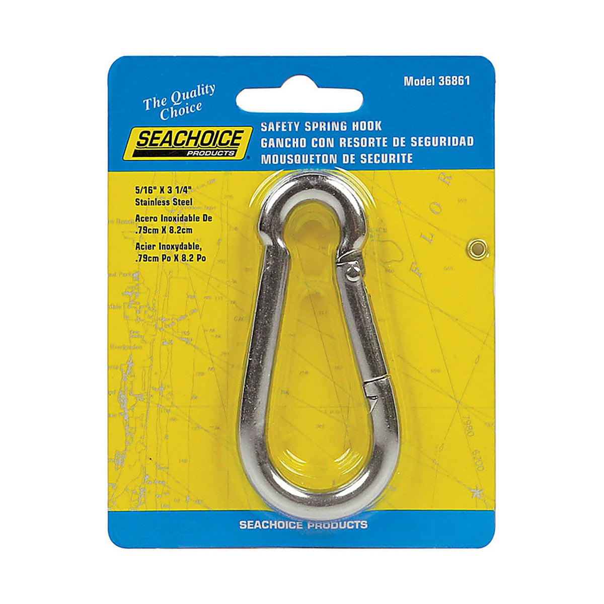 Seachoice - 36861 - Stainless Steel 3-1/4 in. L x 5/16 in. W Safety Spring Hook - 1/Pack