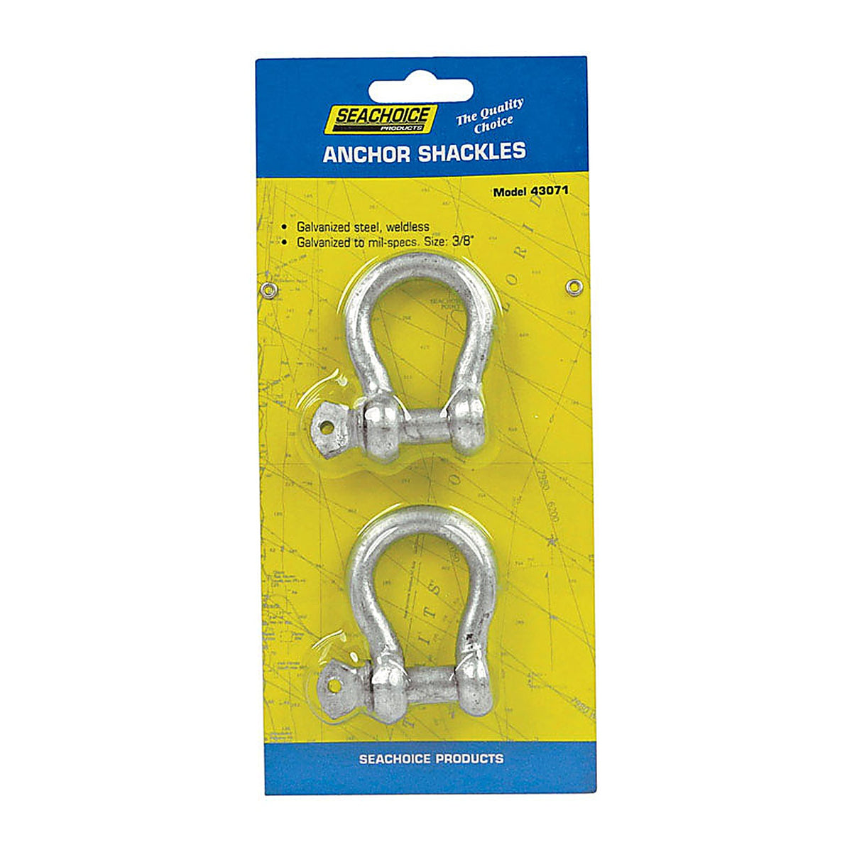 Seachoice - 43071 - Galvanized Steel 11.5 in. L x 3/8 in. W Shackle - 2/Pack
