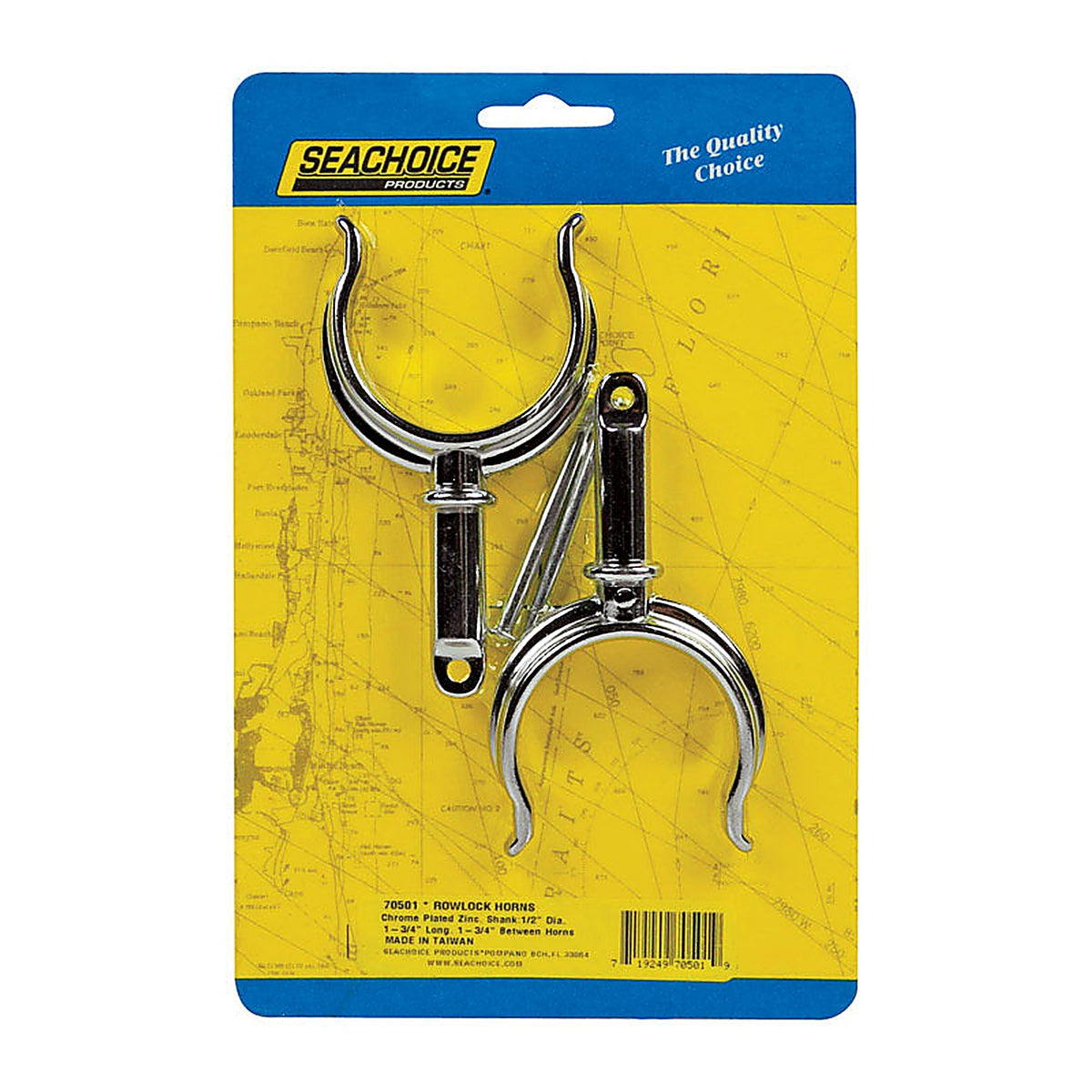 Seachoice - 70501 - Chrome-Plated Zinc 1-3/4 in. L X 1/2 in. W Oarlock Horns 2 pk