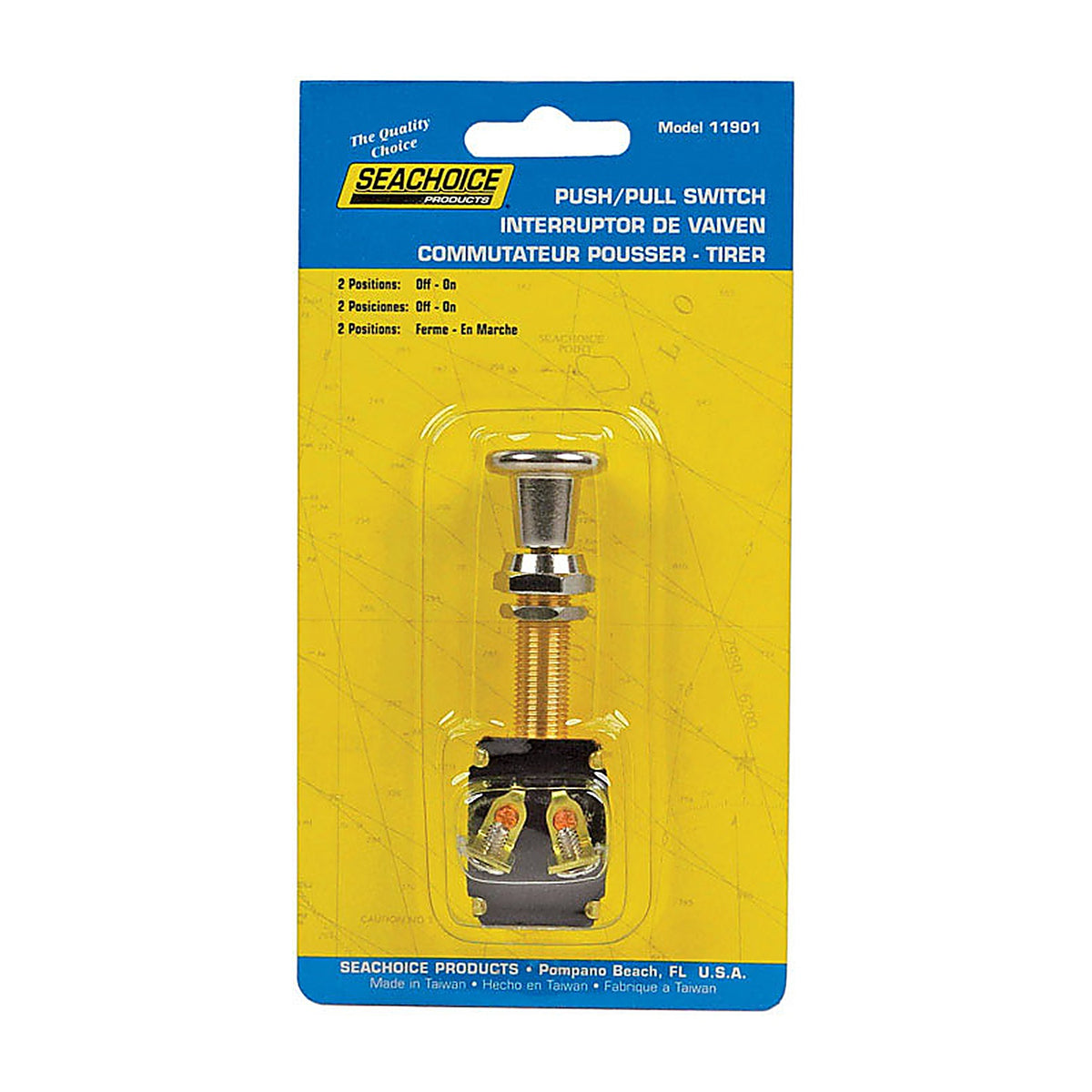 Seachoice - 11901 - Push-Pull Switch Chrome Plated Brass