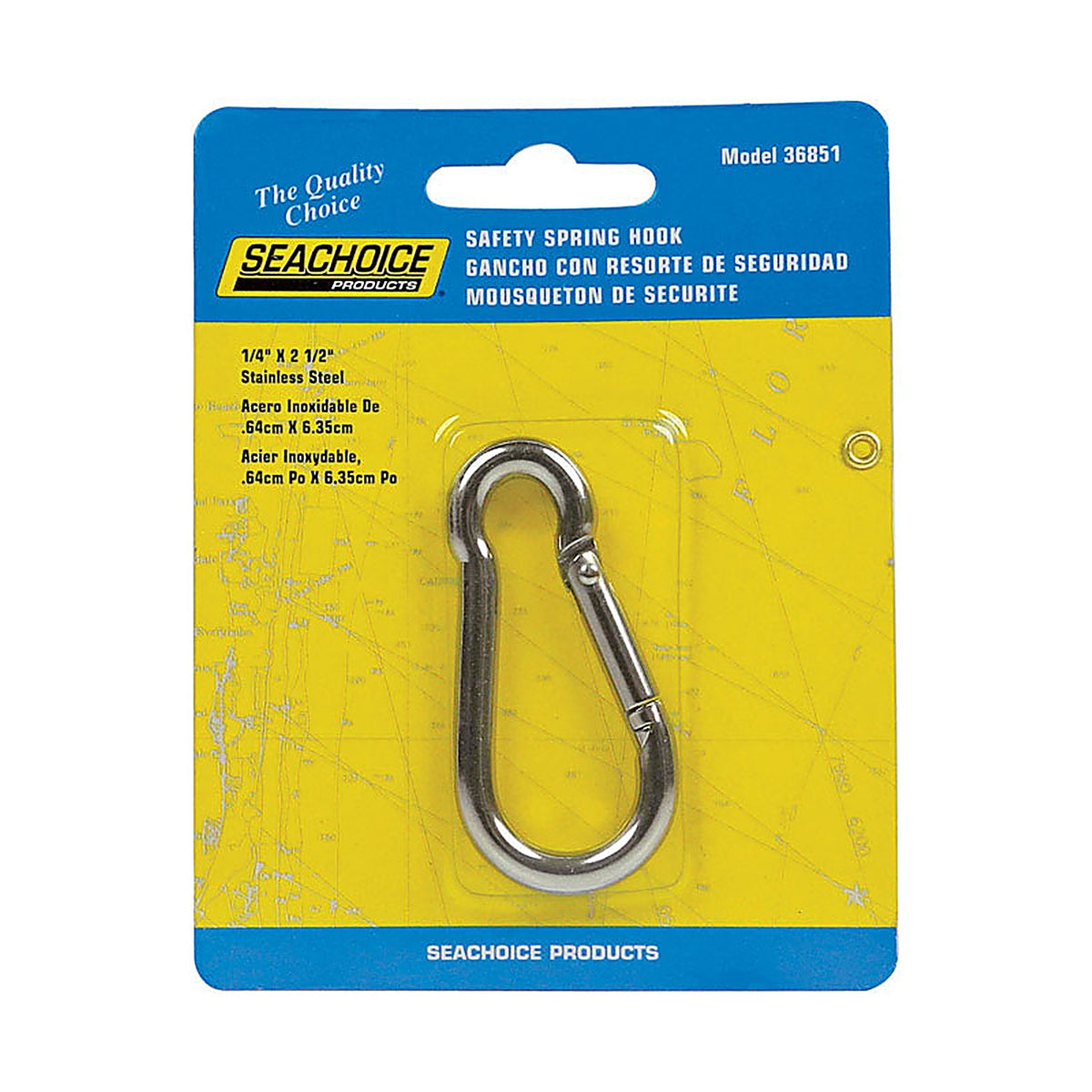 Seachoice - 36851 - Stainless Steel 2-1/2 in. L X 1/4 in. W Safety Spring Hook 1 pk