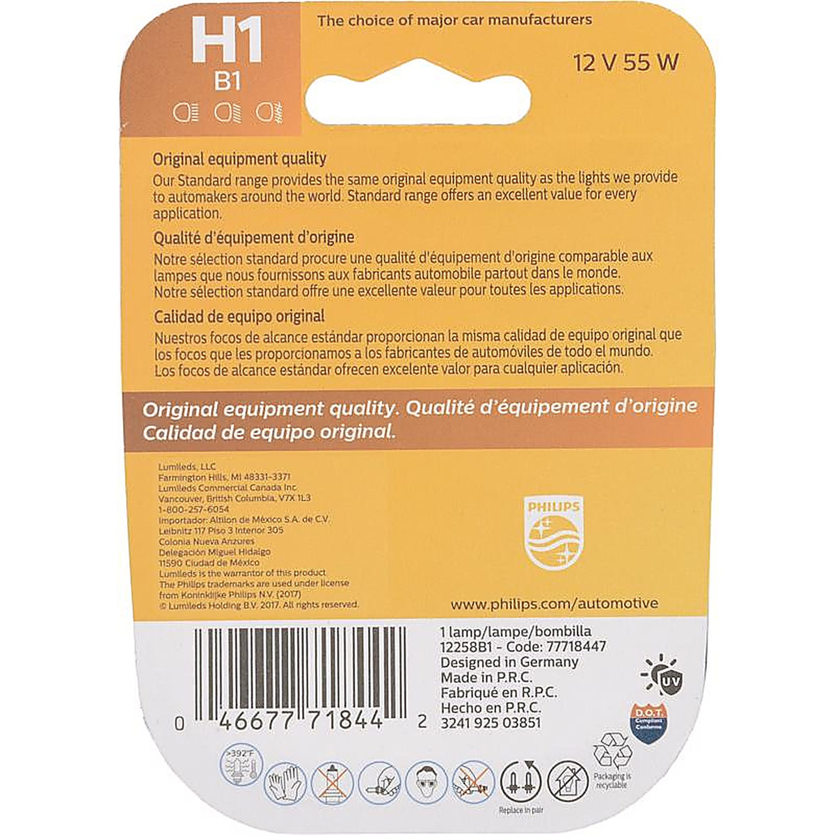 Philips - H1B1 - Standard Halogen High Beam Automotive Bulb H1B1