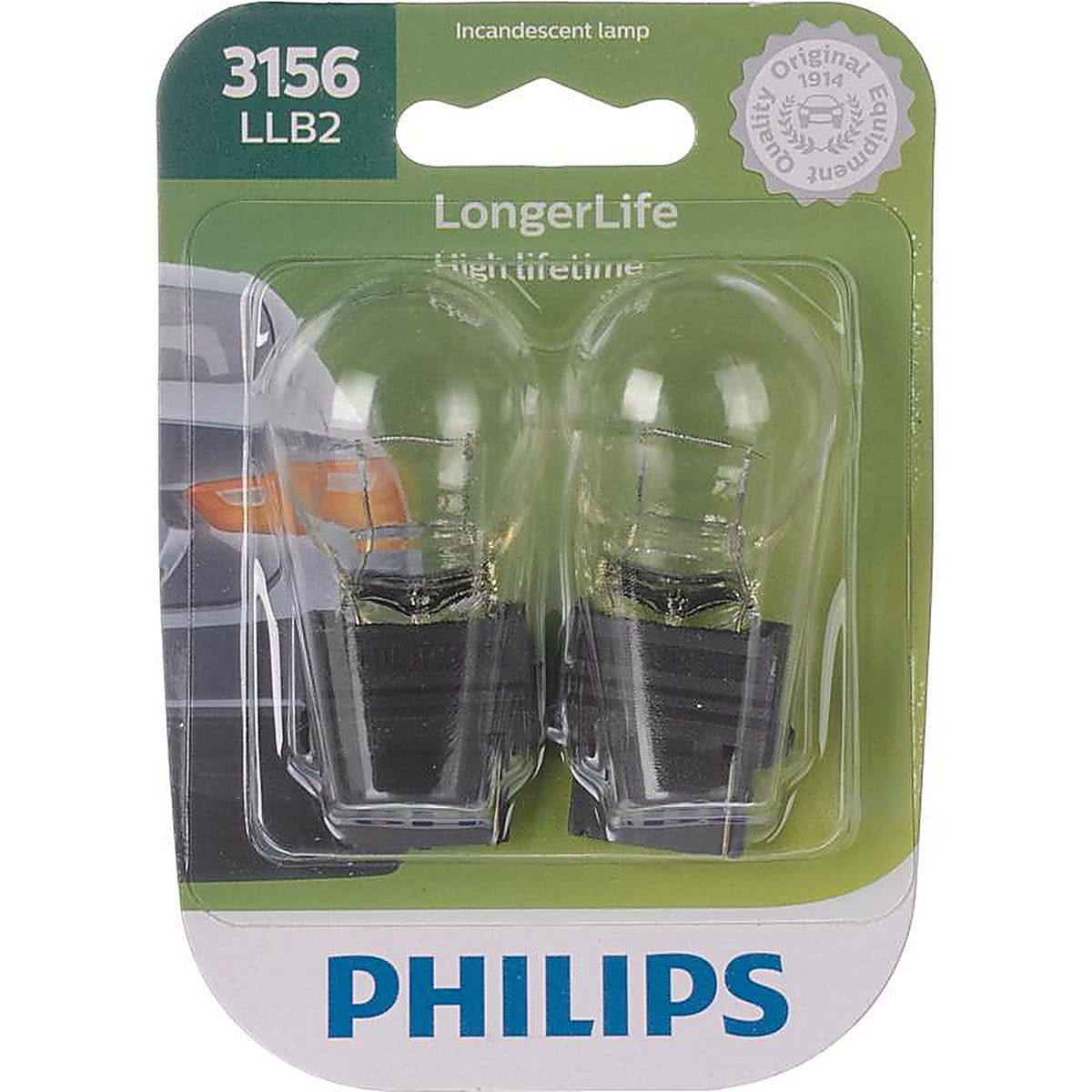 Philips - 3156LLB2 - LongerLife Incandescent Back-Up/Stop/Trunk Miniature Automotive Bulb 3156LLB2
