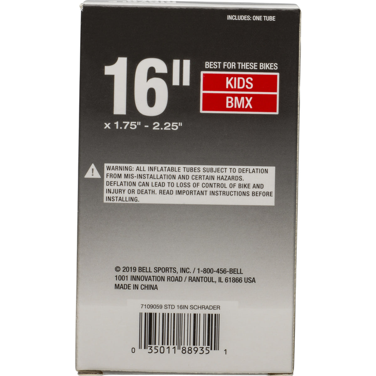 Bell Sports - 7109060 - 16 in. Rubber Bicycle Inner Tube 1 pk