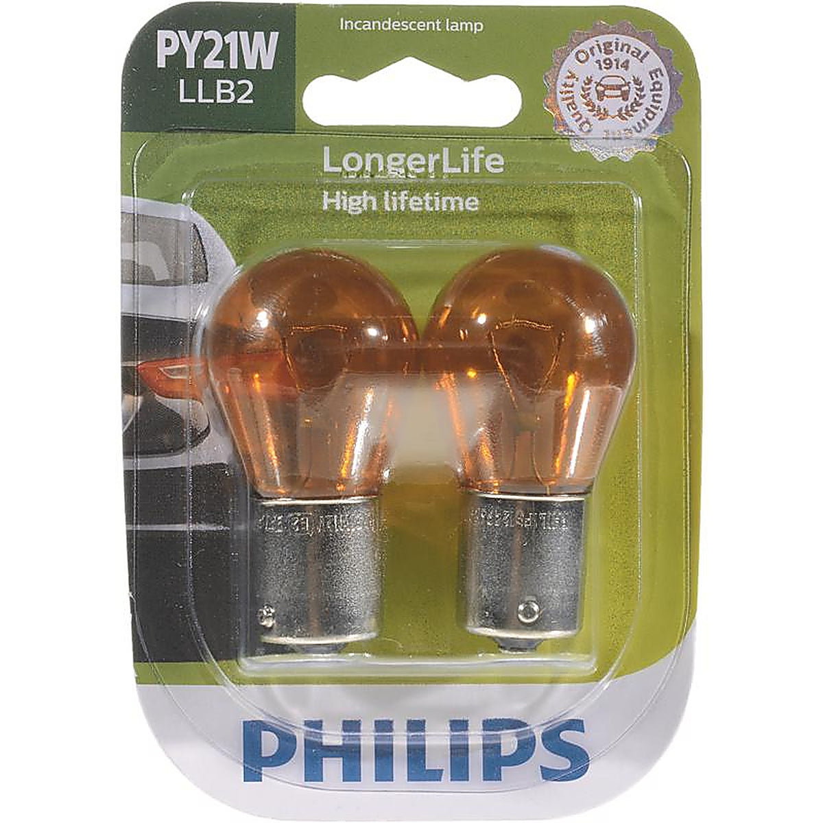 Philips - PY21WLLB2 - LongerLife Incandescent Back-Up/Cornering/Stop/Turn Miniature Automotive Bulb PY21WLLB2