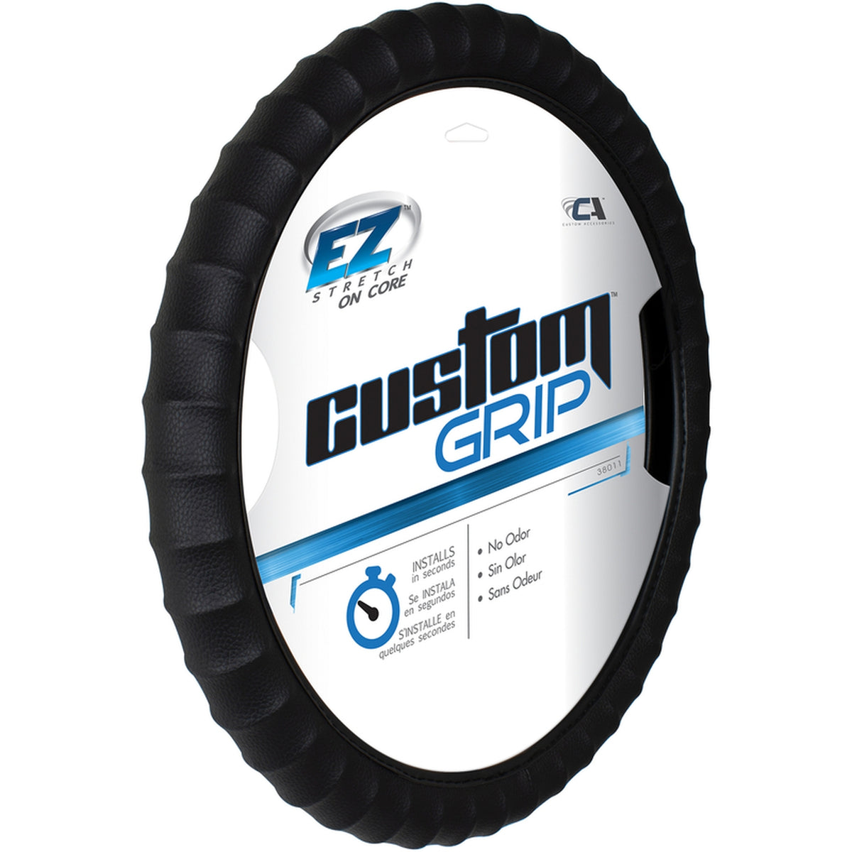 Custom Accessories - 38011 - Black Steering Wheel Cover - 1/Pack Fits 14-1/2 inch To 15-1/2 inch