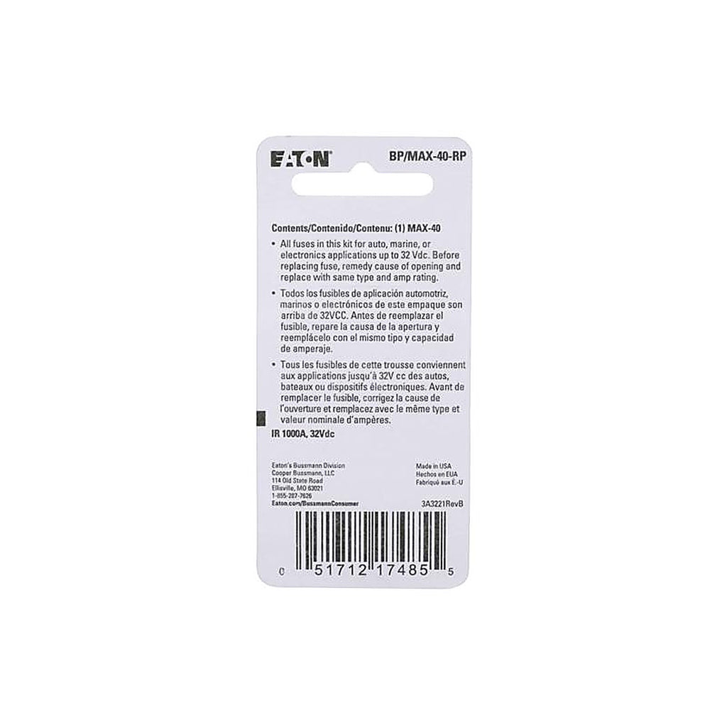 Bussmann - BP/MAX-40-RP - 40 amps MAX Blade Fuse - 1/Pack