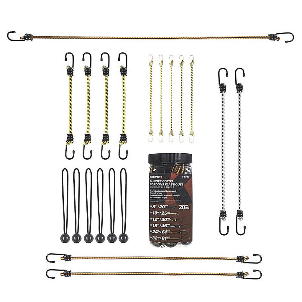 Keeper - 06320-10 - Assorted Bungee Cord Set 20 in. L x 0.374 in. - 20/Pack