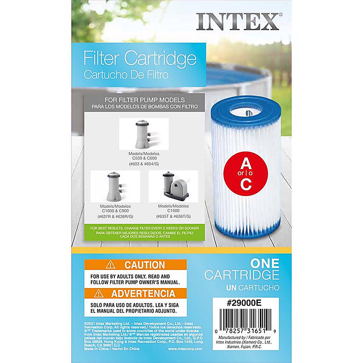 Intex - 29000E - Krystal Clear Pool Filter 4.25 in. W x 8 in. L