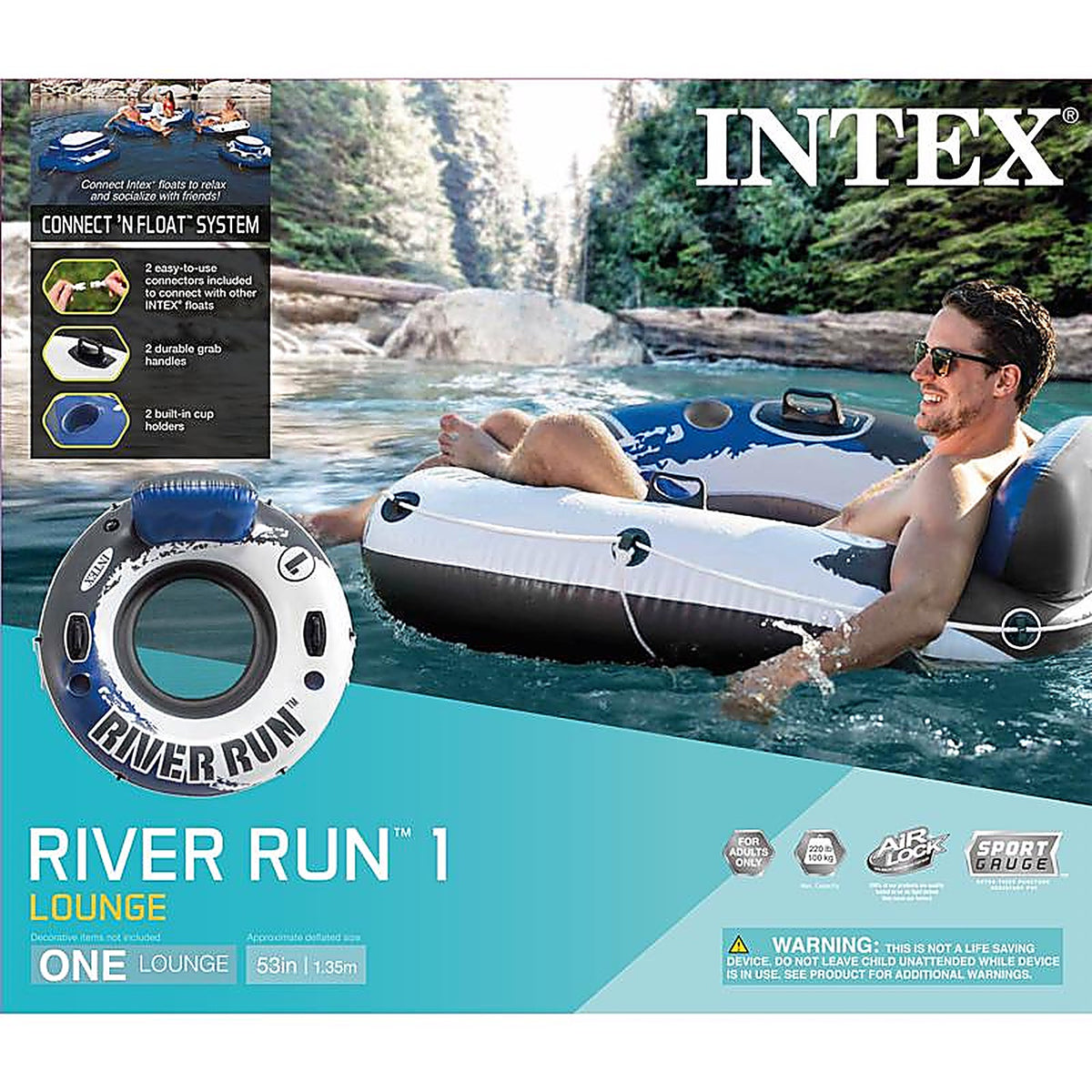 Intex - 58825EP - River Run Blue/White Vinyl Inflatable Floating Tube