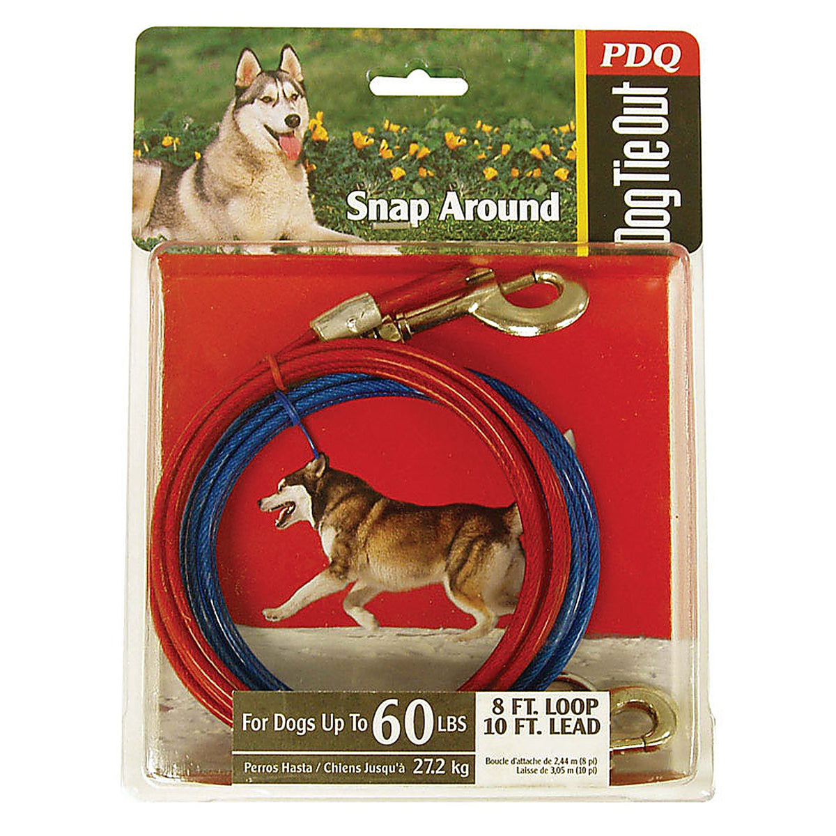 Boss Pet - Q251500099 - PDQ Red Tie-Out Vinyl Coated Cable Dog Tie Out Large