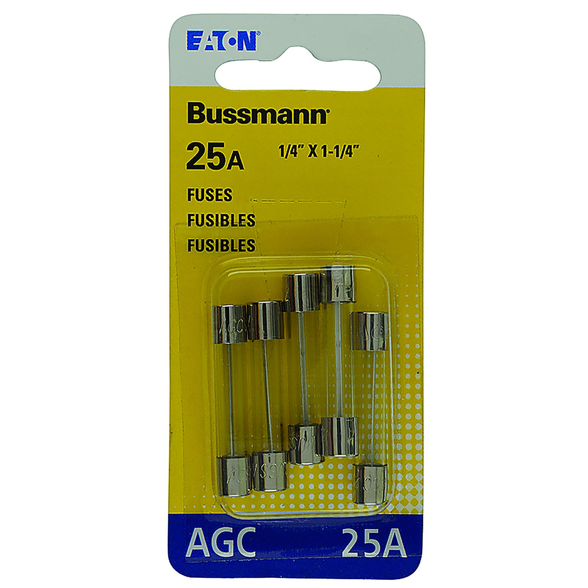 Bussmann - BP/AGC-25-RP - 25 amps AGC Glass Tube Fuse - 5/Pack