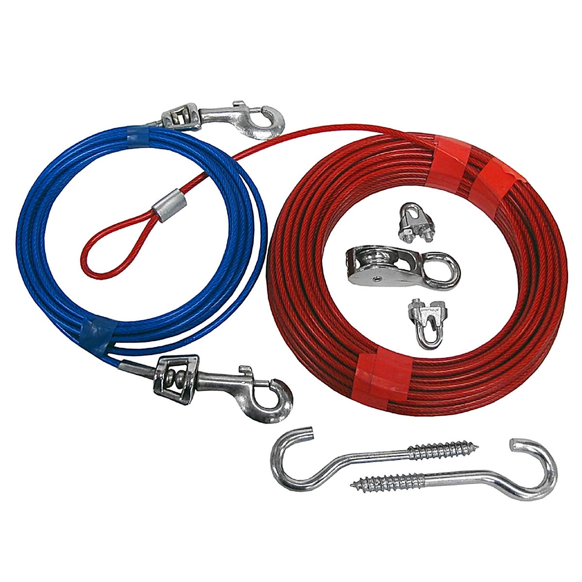 Boss Pet - Q507000099 - Red Tie-Out Vinyl Coated Cable Dog Tie Out Large
