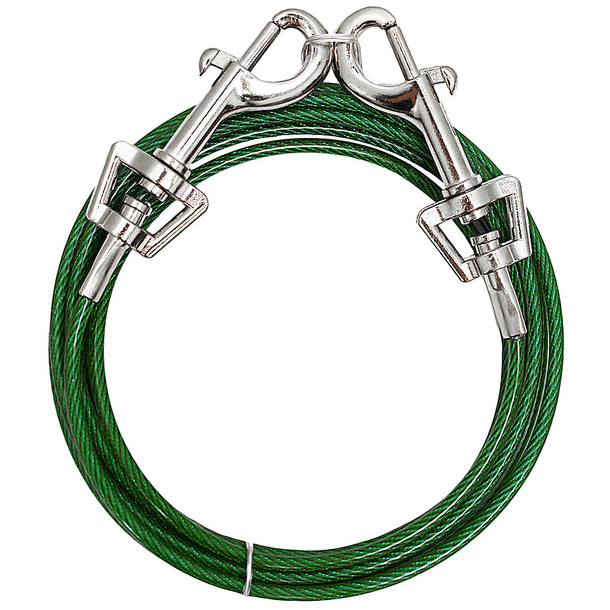 Boss Pet - Q222000099 - Green / Silver Vinyl Coated Cable Dog Tie Out Small