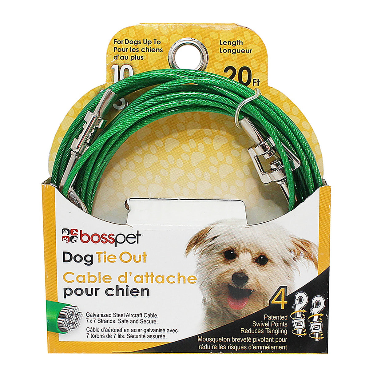 Boss Pet - Q222000099 - Green / Silver Vinyl Coated Cable Dog Tie Out Small
