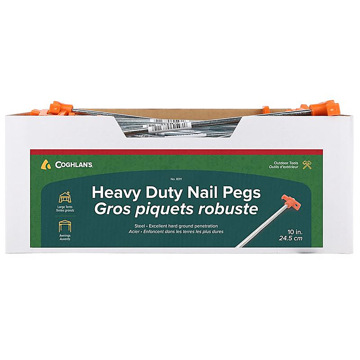 Coghlan's - 8311 - Red Nail Pegs 1.87 in. W x 10 in. L - 100/Pack