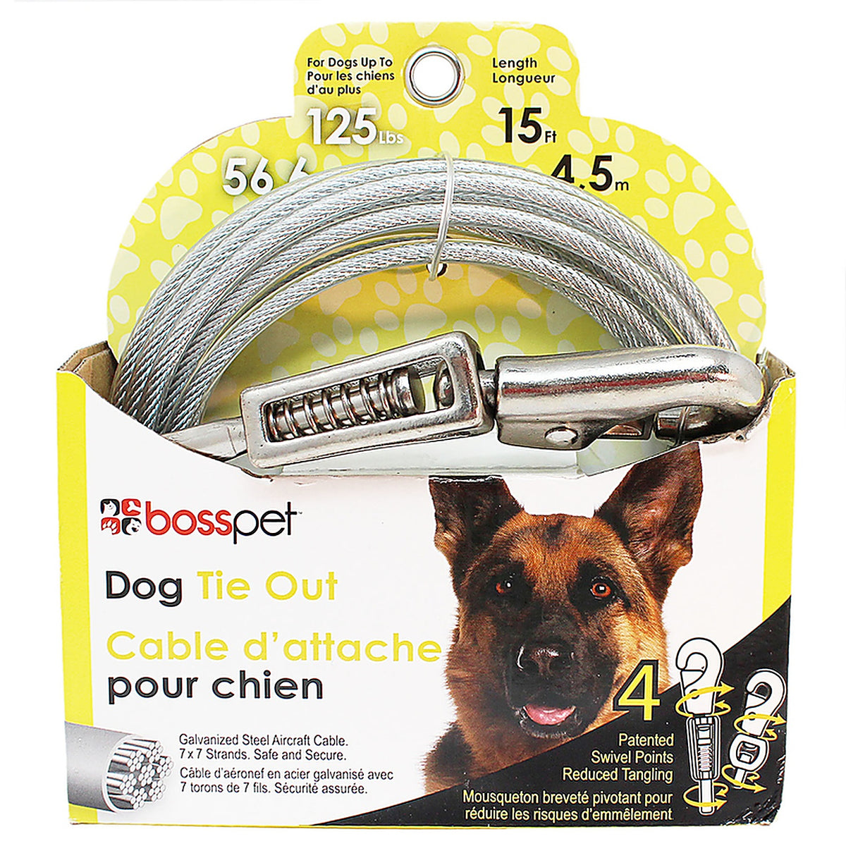 Boss Pet - Q5715SPG99 - Silver Tie-Out Vinyl Coated Cable Dog Tie Out X-Large
